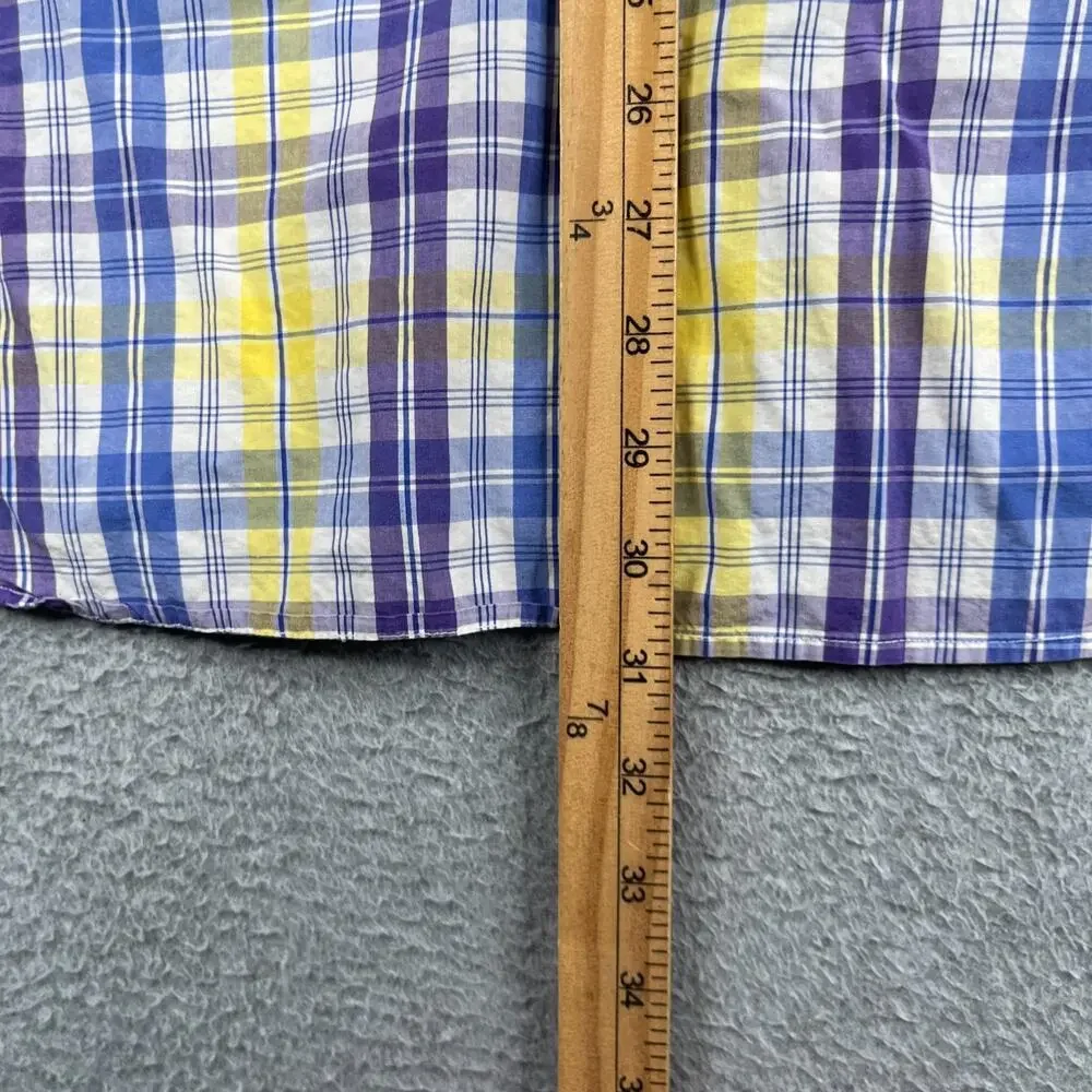 Banana Republic Shirt Slim Plaid Colorful Button Up Long Sleeve Mens XL *SEE